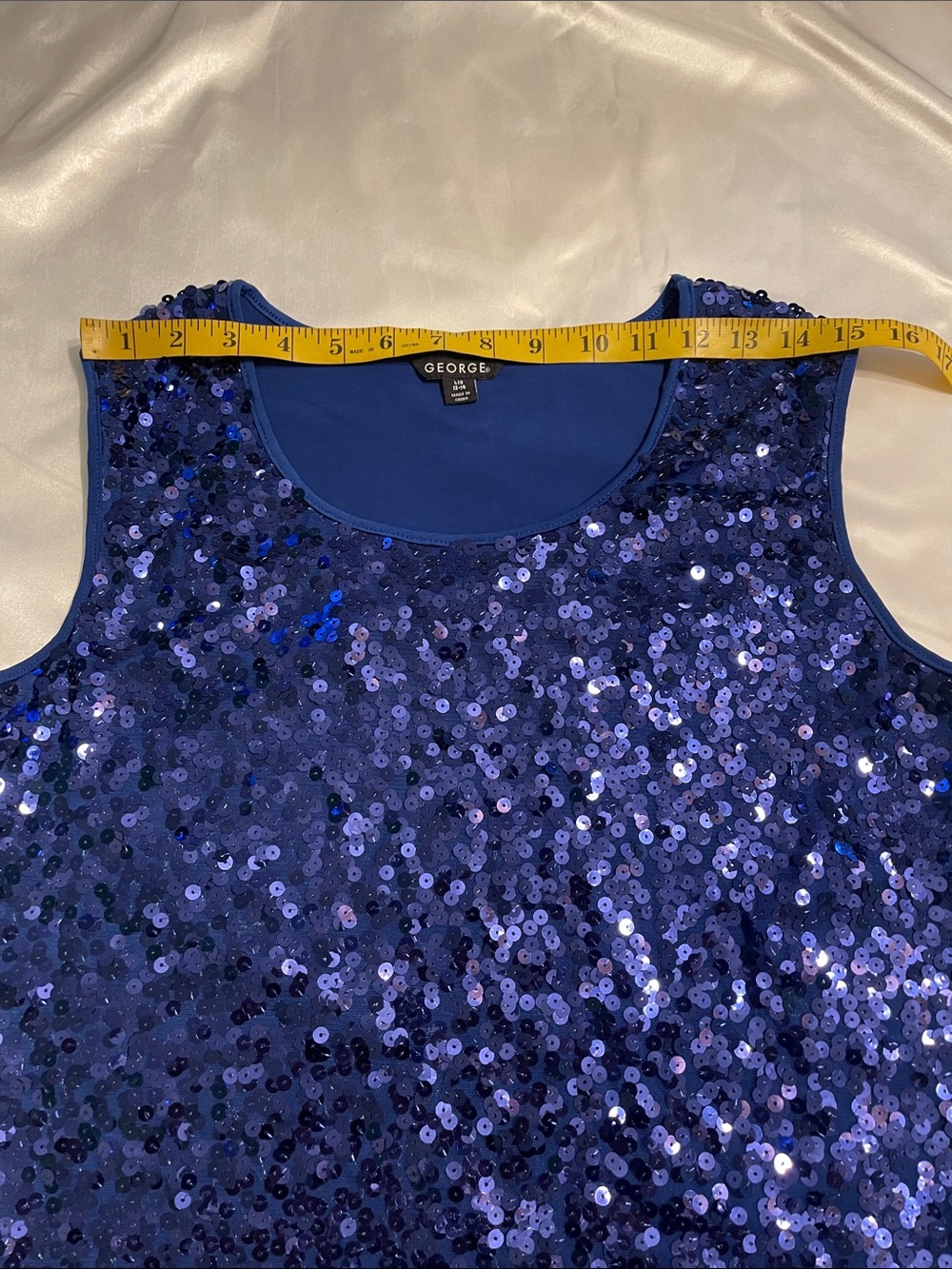 George Women's Royal Blue Sequin Tank Top - Picture 2 of 6